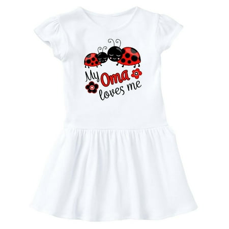 

Inktastic My Oma Loves Me with Cute Ladybugs Gift Baby Girl Dress