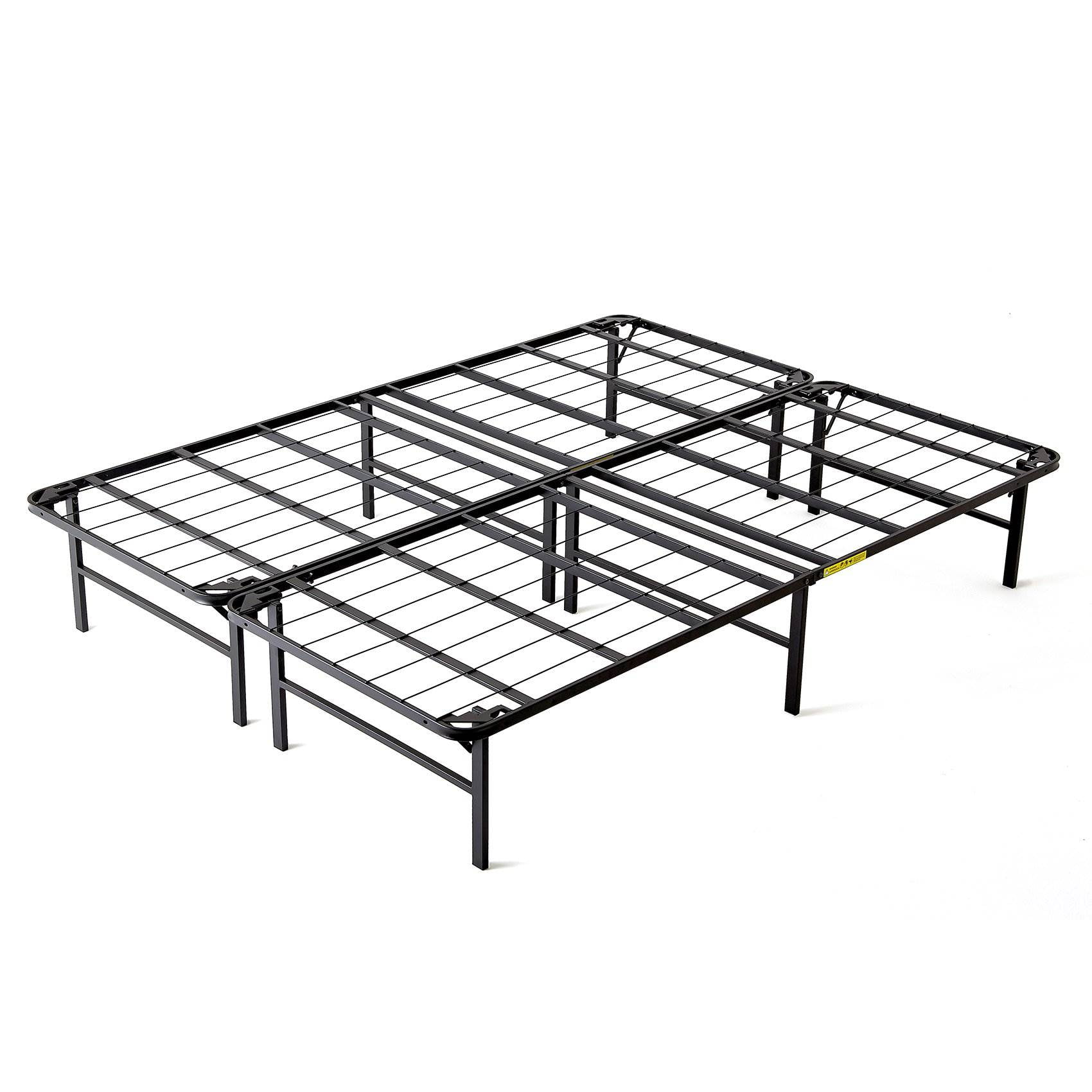 intelliBASE Lightweight Easy Set Up Bifold Platform White Metal Bed Frame King Bedroom Sets