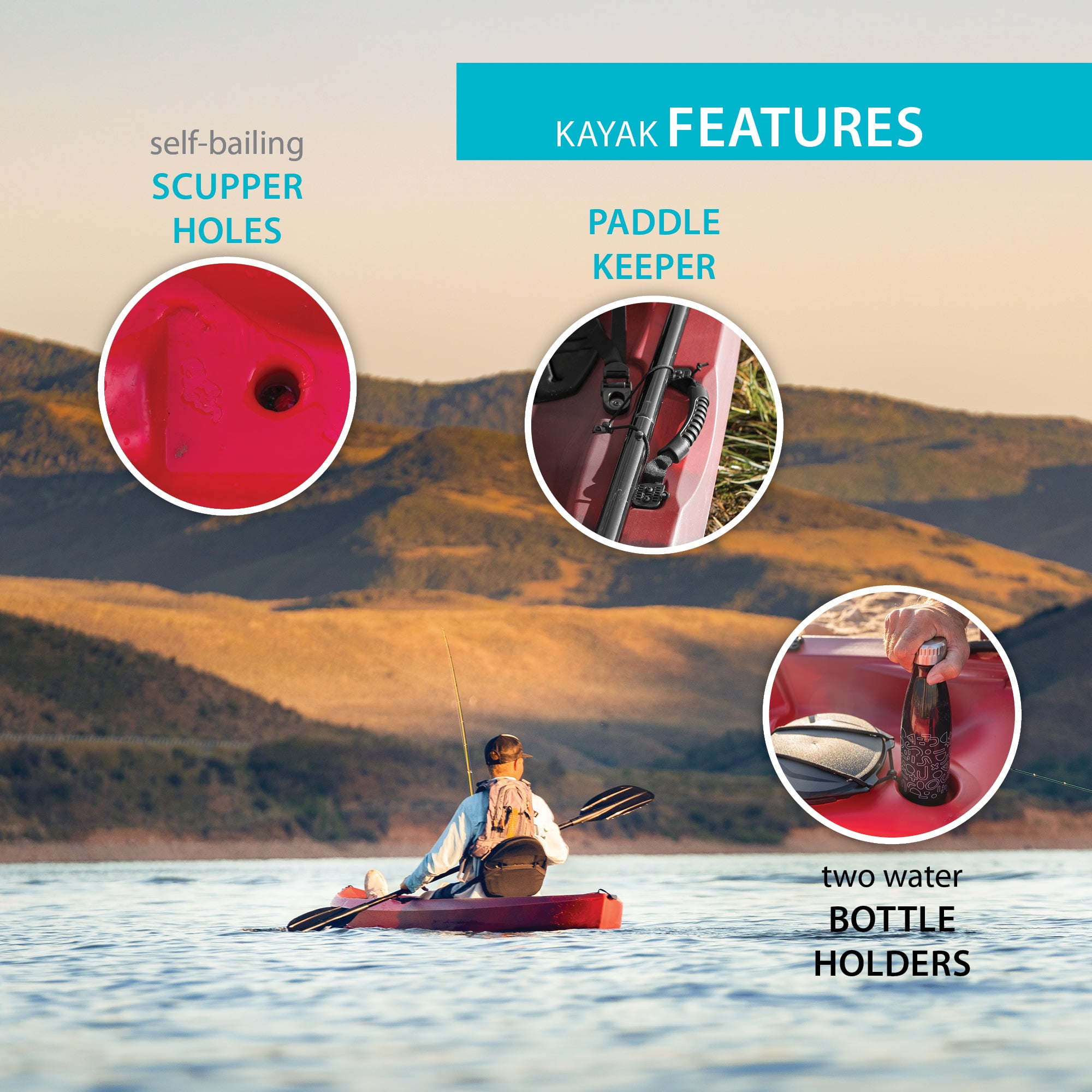 Lifetime Tamarack Angler 10 ft Sit-On-Top Fishing Kayak, Volcano Fusion (91340)