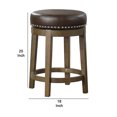thumbnail image 5 of Benjara 25 Inch Counter Height Swivel Stool, Nailhead Trim, Leatherette Seat, Set of 2, Brown, 5 of 5