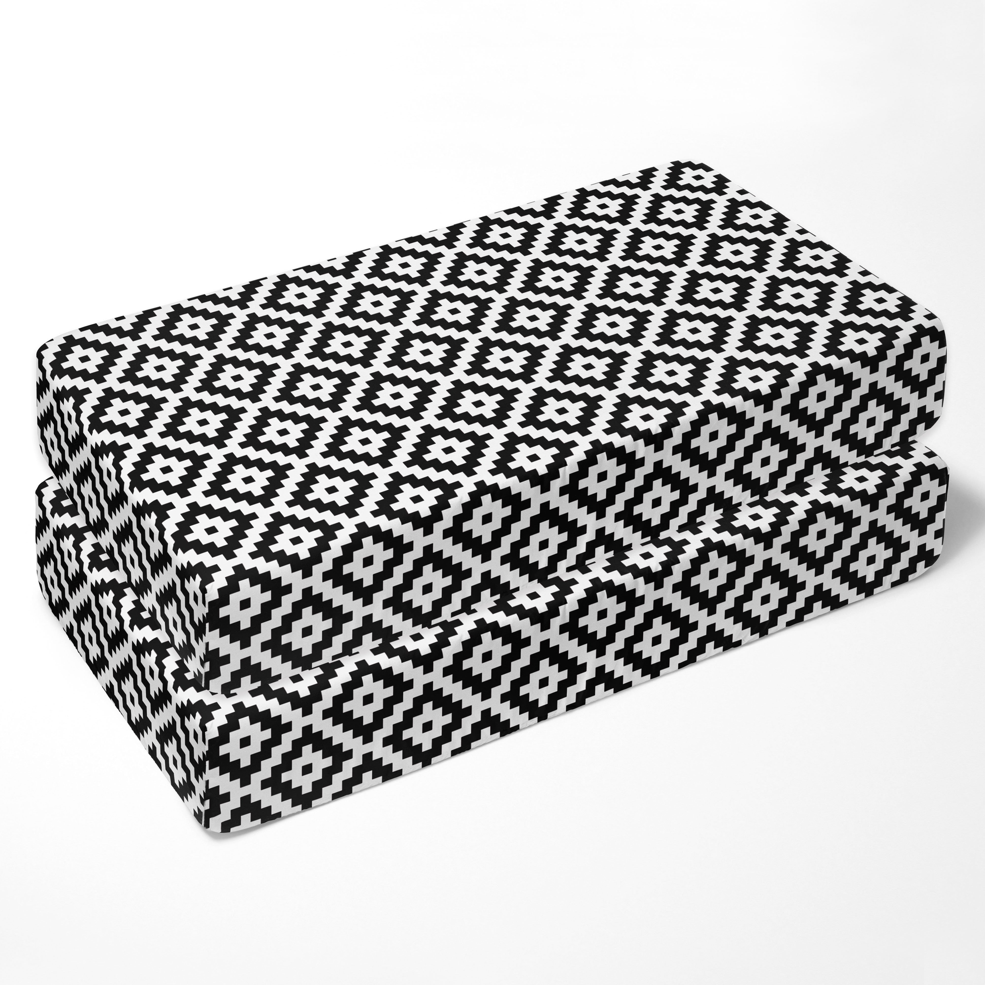 Crib or Toddler Bed Fitted Sheet, Aztec Love Black