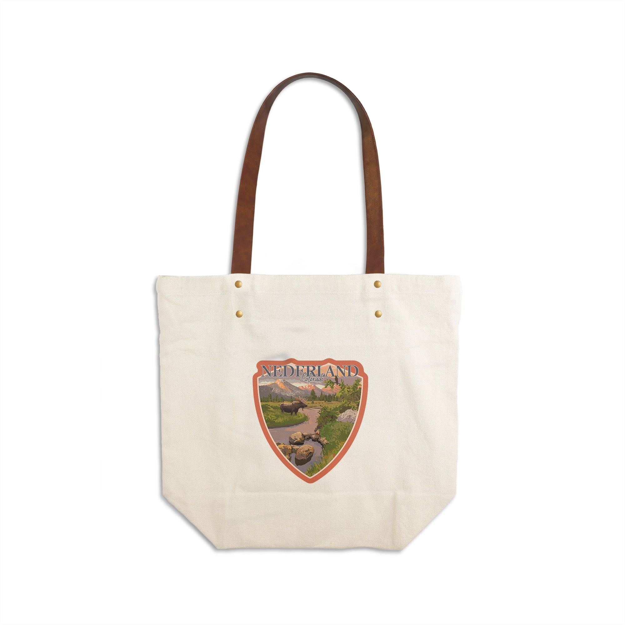 Nederland, Colorado, Moose and Mountain Stream at Sunset, Contour (Canvas Deluxe Tote Leather Handles & - Walmart.com