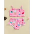 thumbnail image 2 of Genuiskids Infant Baby Girls 2 Piece Bikini Set Ice Cream Swimsuit Watermelon Bathing Suit Swimwear Sling Vest Ruffles Shorts, 2 of 9