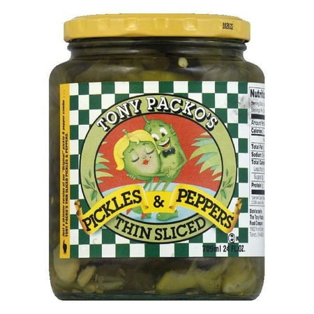 Pickle Slices - Tony Packo Thin Sliced Pickles & Pepppers, 24 OZ (Pack of 6)