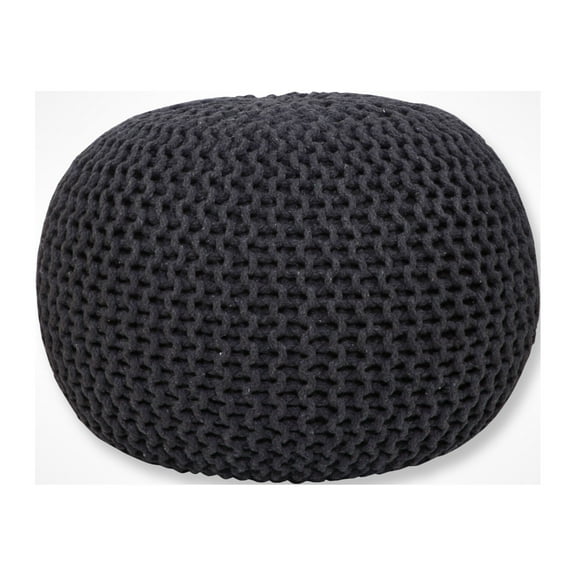 Timberbrook Designs Lychee Cotton Knit Pouf Ottoman Dark Grey