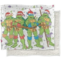 TMNT Teenage Mutant Ninja Turtles Blanket, 50'x60' Holiday Heroes Silky Touch Sherpa Back Super Soft Throw Blanket