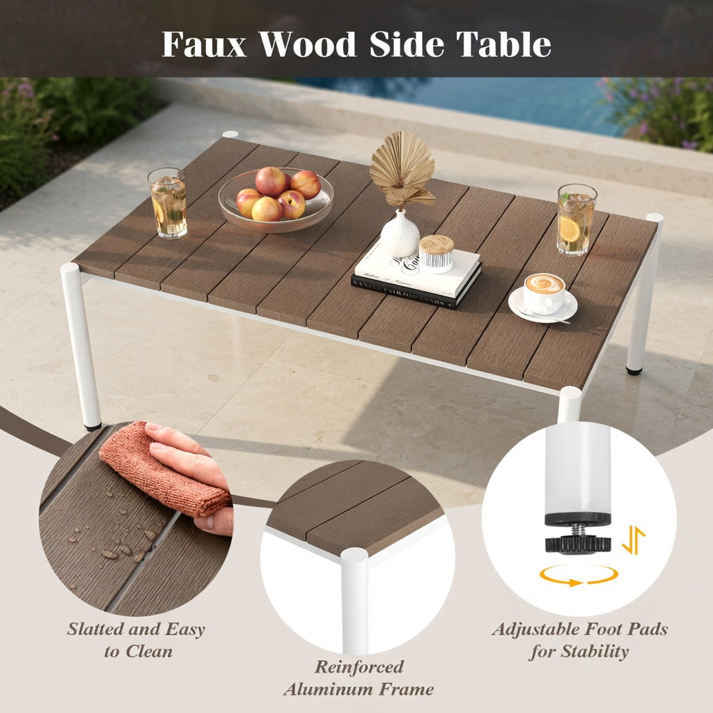 Hommoo Outdoor Patio Loveseat Sofa & Coffee Table Set, Rust-Resistant Aluminum Frame, Thick High-Density Cushions, Modern PE Rattan Design for Backyard, Poolside & Balcony, Gray