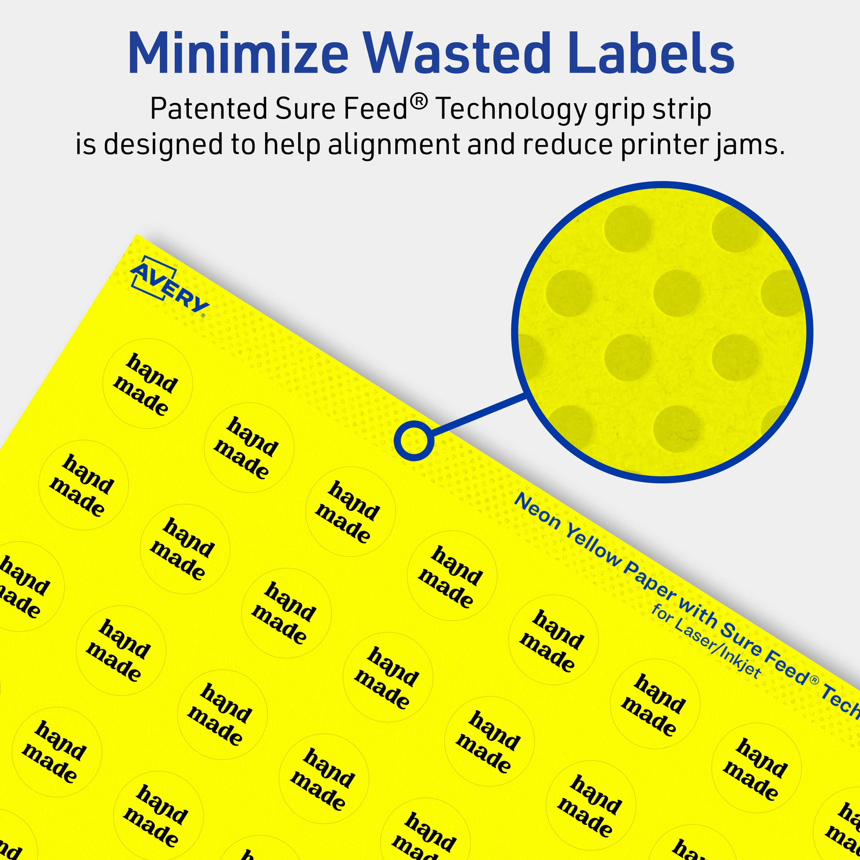 Avery Printable Round Labels, Neon Yellow, 0.75" Diameter, 1,600ct