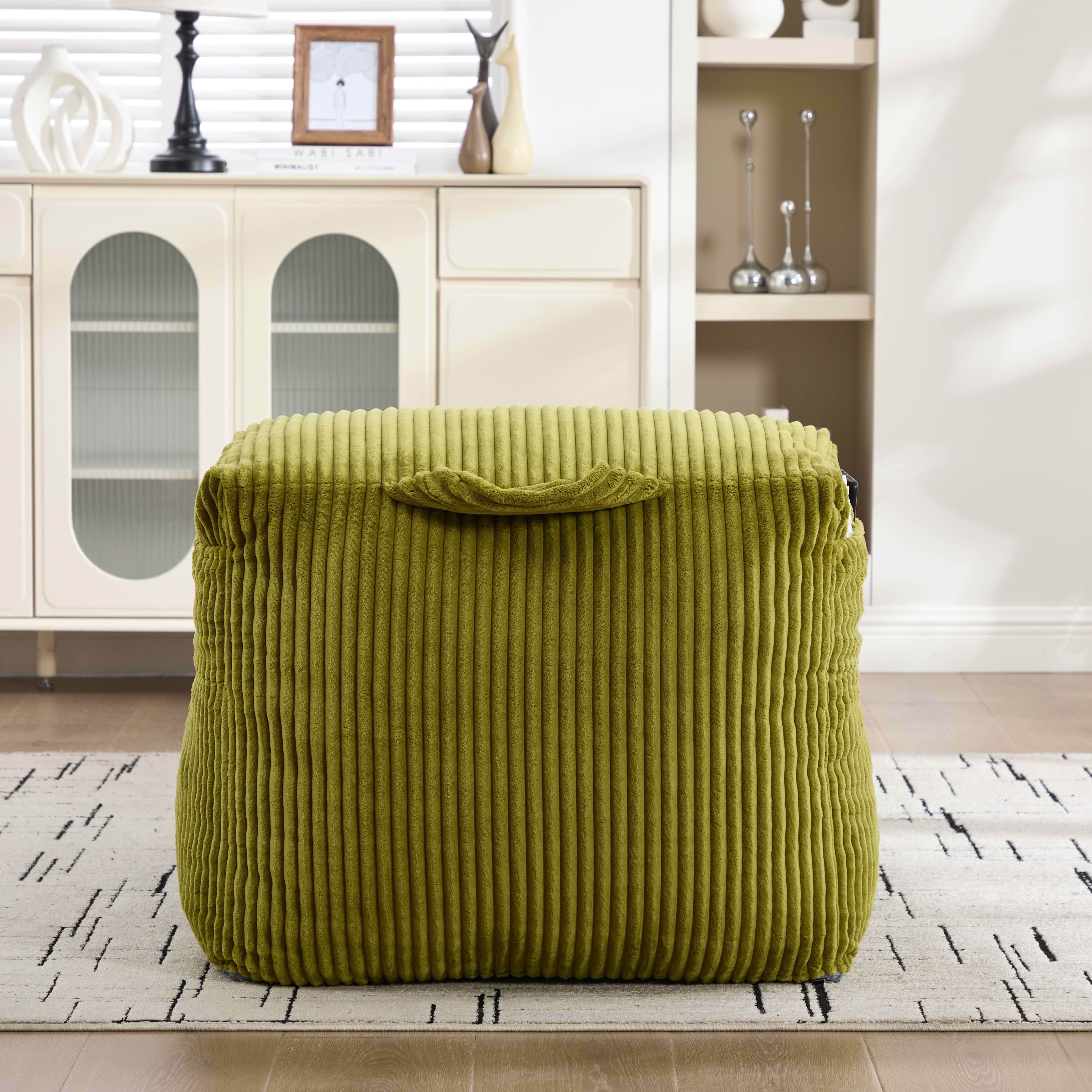 MAYEERTY Bean Bag Chair for Adults, Cozy Corduroy Lounger with High-Density Foam, No Assembly, Olive