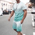 thumbnail image 2 of Miqool Men's Big & Tall Gradient Color Short Sets 2 Piece Outfits Short Sleeve T Shirt & Shorts Casual Summer Tracksuits with Pockets, 2 of 5
