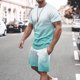 thumbnail image 2 of Mens Pantalones Casuales Cuello Redondo Impresión de Manga Corta Blusa Y Pantalones Cortos Traje, Pantalones de Traje para Hombres, 2 of 5