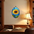 thumbnail image 4 of Canvas Wall Art Decorative Sunflower Glass Panel Stained Oval Framed Canvas Prints Vintage Wall Hanging Decor for Home Office Decorations 8.6"x11.4", 4 of 7