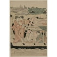 thumbnail image 2 of Chōbunsai Eishi 11x14 Black Ornate Wood Framed Double Matted Museum Art Print Titled: Boating Party on the Sumida River (Late 1780s), 2 of 5
