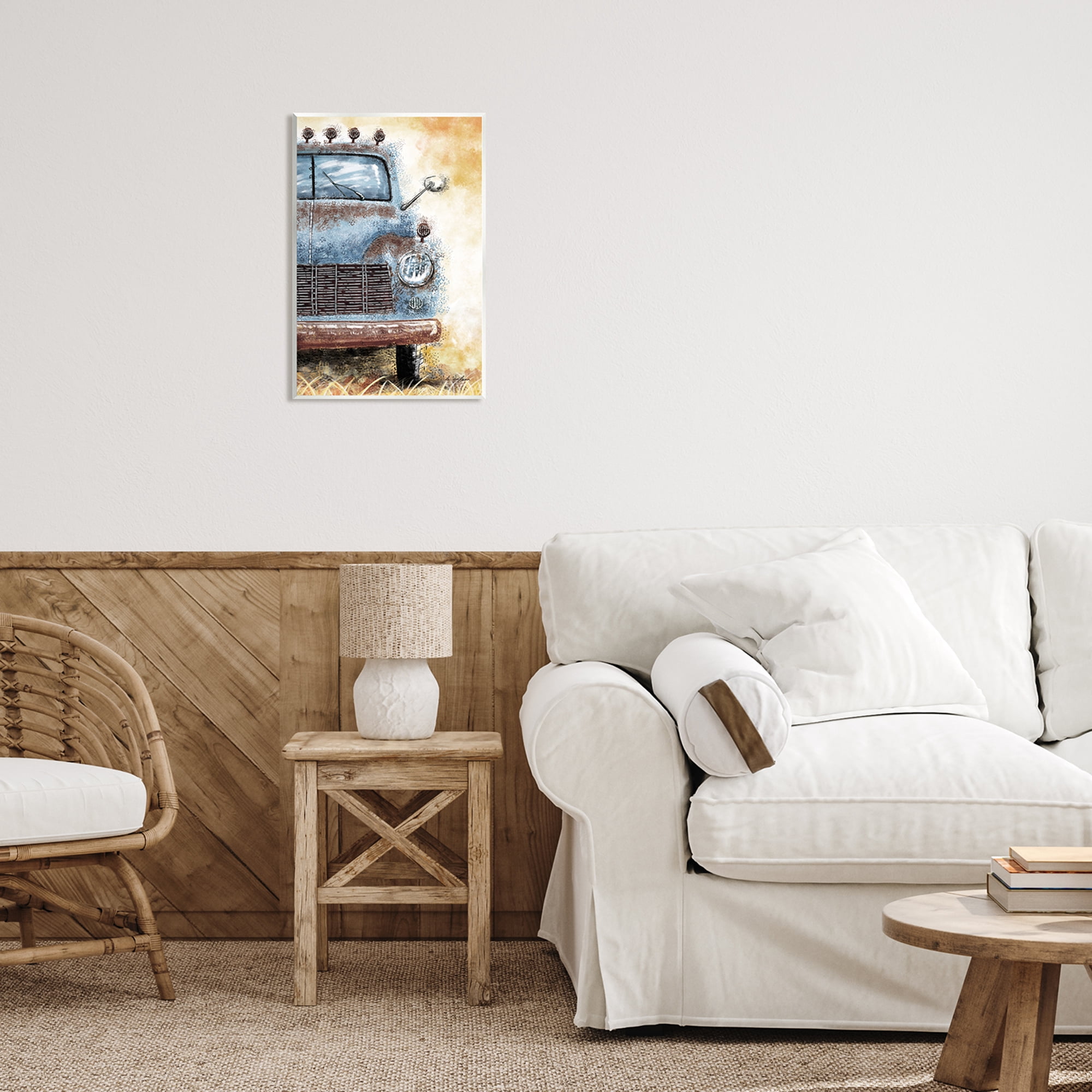 Stupell Industries Rustic Farmhouse Truck Transportation Painting Unframed Art Print Wall Art, 13 x 19