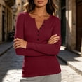 thumbnail image 5 of Womens Slim Knitted Tops Long Sleeve Button Up V Neck Sweaters for Women Ribbed Tight Pullover Fall Winter Top, 5 of 8