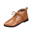 thumbnail image 3 of BXJX Womens Ankle Booties, Pointed Toe Non Slip Lace Up Low Heel Ladies Ankle Shose Brown Size 5.5, 3 of 10