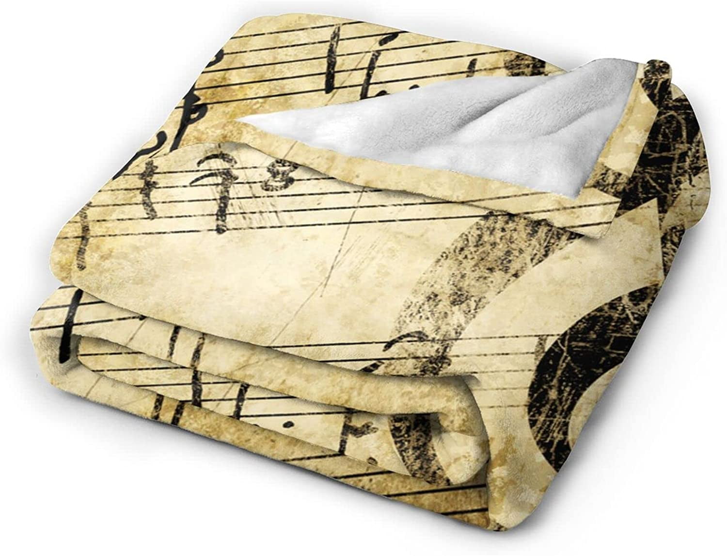 Vintage Music Musical Note Throw Blanket Super Soft Warm Bed Blankets for Couch Bedroom Sofa Office Car, All Season Cozy Flannel Plush Blanket for Girls Boys Adults, 50"X40"