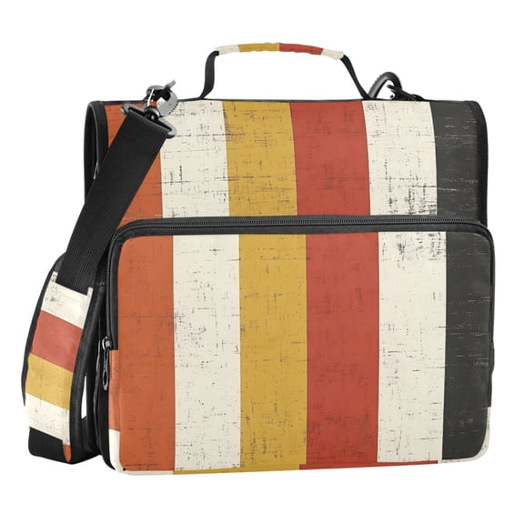 ALAZA Zipper Binder Retro Stripes 3 Ring Trapper Keeper File Folder Organizer Bag