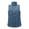 thumbnail image 5 of VISALY Puffer Vest Women Plain Colored Sleeveless Quilted Jacket Lightweight Snap Zip Up Button Stand-Up Collar Down with Pockets Outerwear for Winter Blue L, 5 of 6