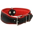 thumbnail image 3 of Real Leather Soft Leather Padded Dog Collar Reflective (18.25"-20.75" Neck; 1.75" Wide, Black/Red), 3 of 3