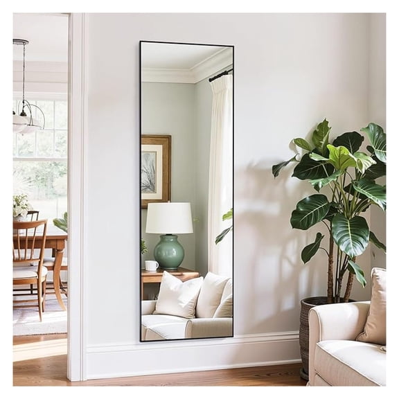 PINDEE Full Length Mirror, 64"×21" Large Floor Mirrors, for Wall Door Bedroom Bathroom Living Room (Black)