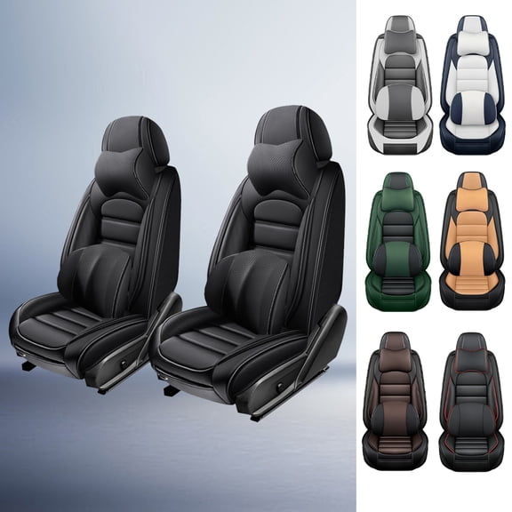 2001 for TOYOTA AVALON Seat Cover, Black Car Seat Covers, PU Leather Two-piece set With a Headrest and Lumbar Support Beautify Interior, Upgrade the Car's Interior