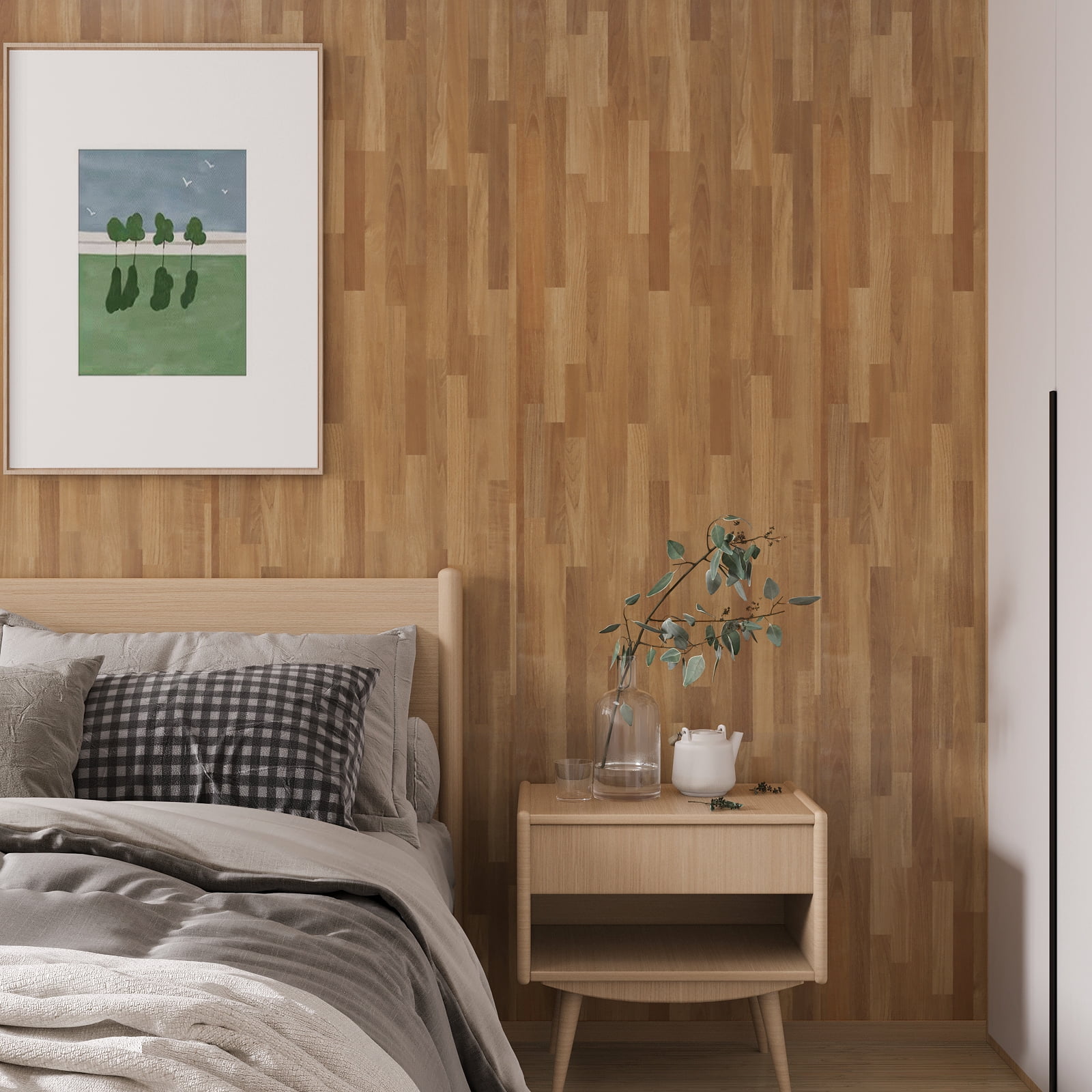 CHIHUT Self Adhesive Wood Butcher Block Contact Paper Peel and Stick Countertops Wood Grain 17.7”x236”