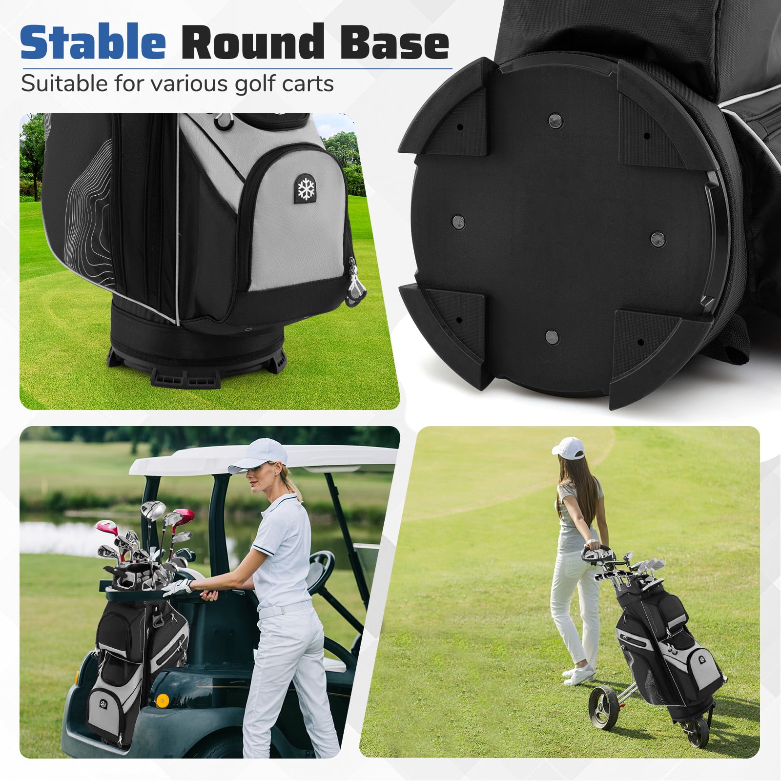 Gymax Golf Cart Bag Molded Lock Top Golf Bag w/14-Way Full Length Dividers 11 Pockets Gray