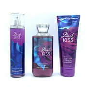 Bath and Body Works Dark Kiss Body Cream, Shower Gel and Fine Fragrance Mist 3-Piece Bundle