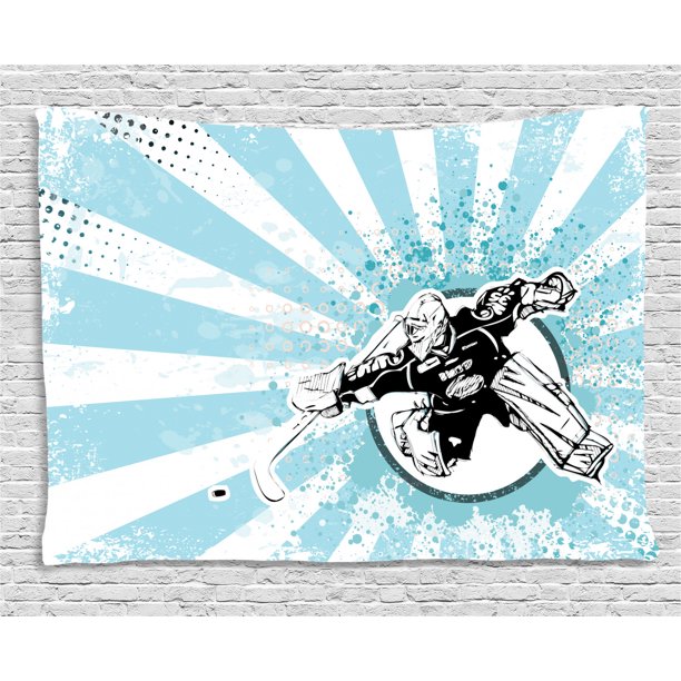 Hockey Tapestry, Grungy Retro Style Halftone Background with a