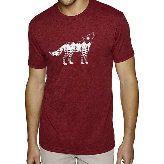 Men's Premium Blend Word Art T-shirt - Howling Wolf