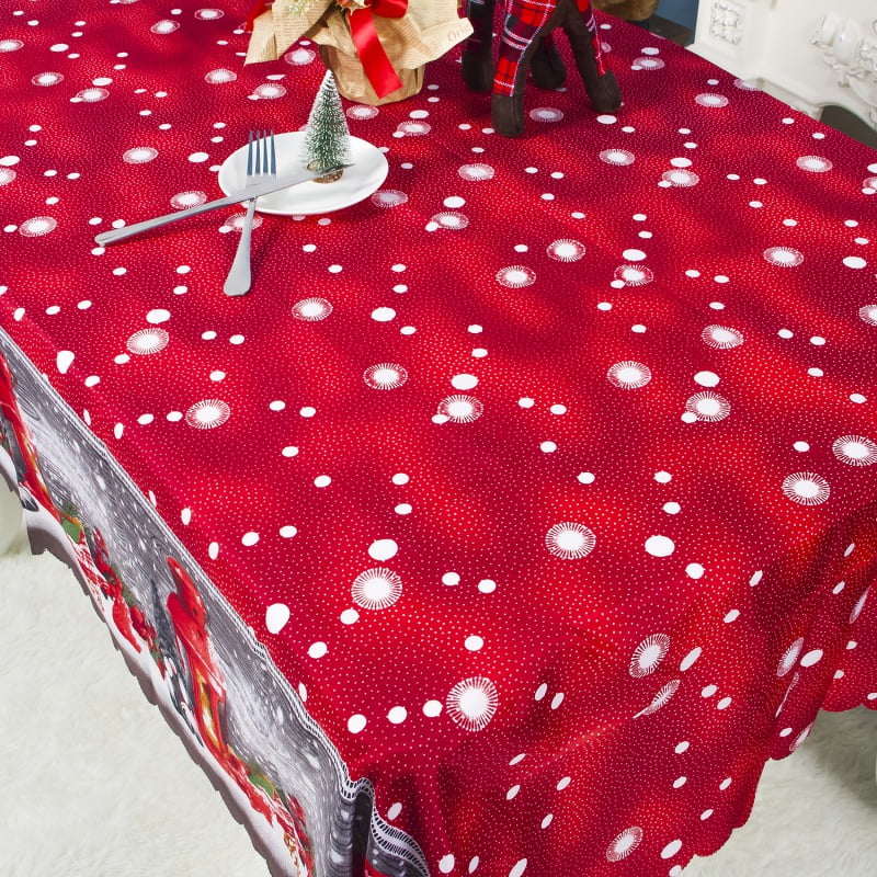 Polyester Printed Christmas Table Cloth Rectangle Decorative Table
