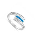 thumbnail image 4 of CHOOSE YOUR COLOR Blue Simulated Opal Greek Key Criss Cross Ring 925 Sterling Silver Band CZ Female Size 9, 4 of 4
