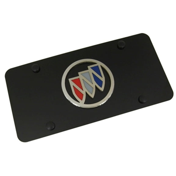 Buick Tri-Color 3D Logo on Black Stainless Steel License Plate