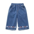 thumbnail image 3 of Bigetiay Girls Denim Pants Summer Lightweight Embroidery Baby Toddler Loose Fit Cropped, Size 2-3 Years, 3 of 3