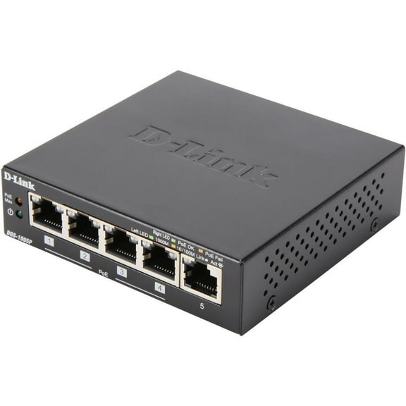 D-Link DGS-1005P D-LINK DGS-1005P UNMANAGED 5 PORT POE SWITCH WITH 30W POE PORTS 1-4. 60W POWER B