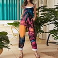 thumbnail image 5 of Iaqnaocc Hawaiian Womens Jumpsuit Summer Plus Size Boho Beach Vacation Rompers for Women Sleeveless Tropical Jumpsuits Rompers Loose Fit Adjustable Strap Overalls for Women Purple 4XL, 5 of 6