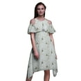 thumbnail image 1 of Bimba Bird Print Flutter Sleeve Womenâ€™s Party Tunic Cold Shoulder Midi Dress-X-Small, 1 of 6