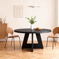 thumbnail image 6 of KIOOTTO 47" Round Dining Table for 4-6, Black Farmhouse Kitchen Table with Pedestal Base, 6 of 7