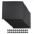 thumbnail image 1 of BalanceFrom 12-Pack 24”x24” Interlocking Foam Puzzle Exercise Mat, 1/2” Thick, Black, 1 of 9