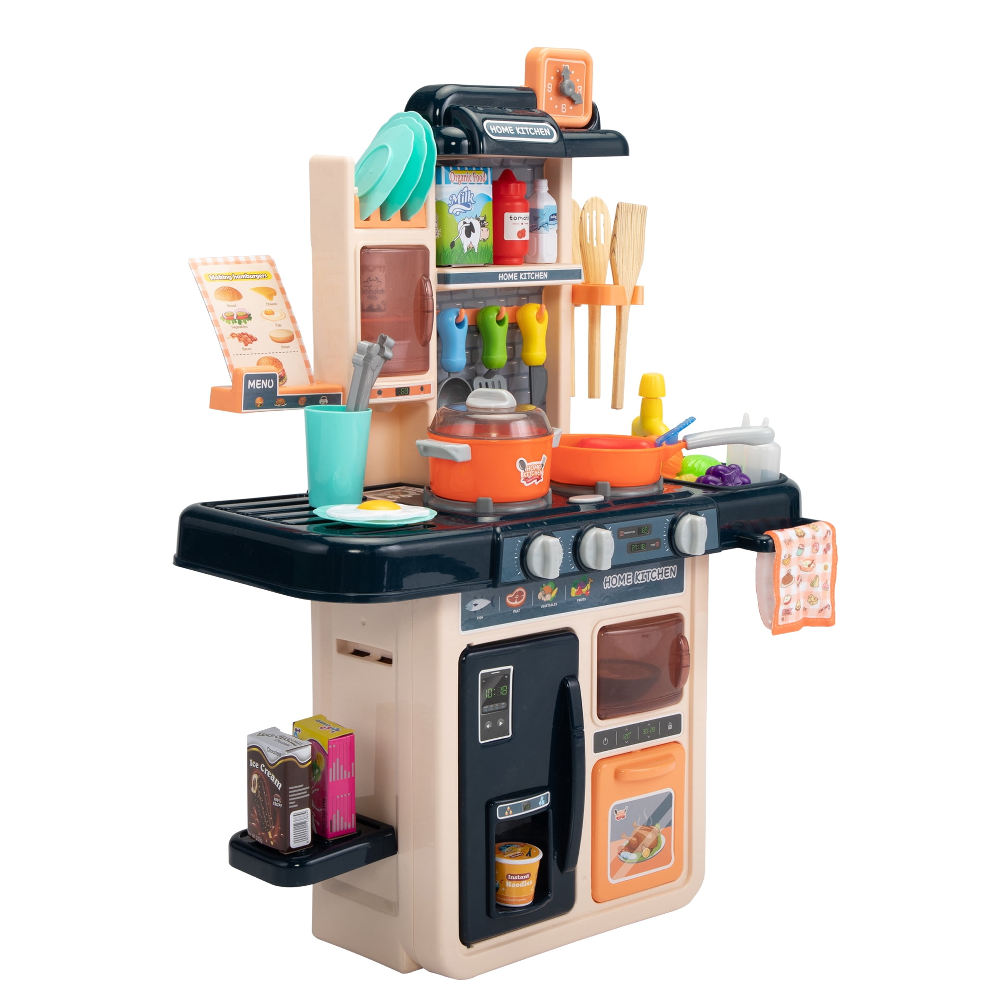 Tobbi Kids Kitchen Play Set with Lights, Sounds, Sink & Water Spray, 42