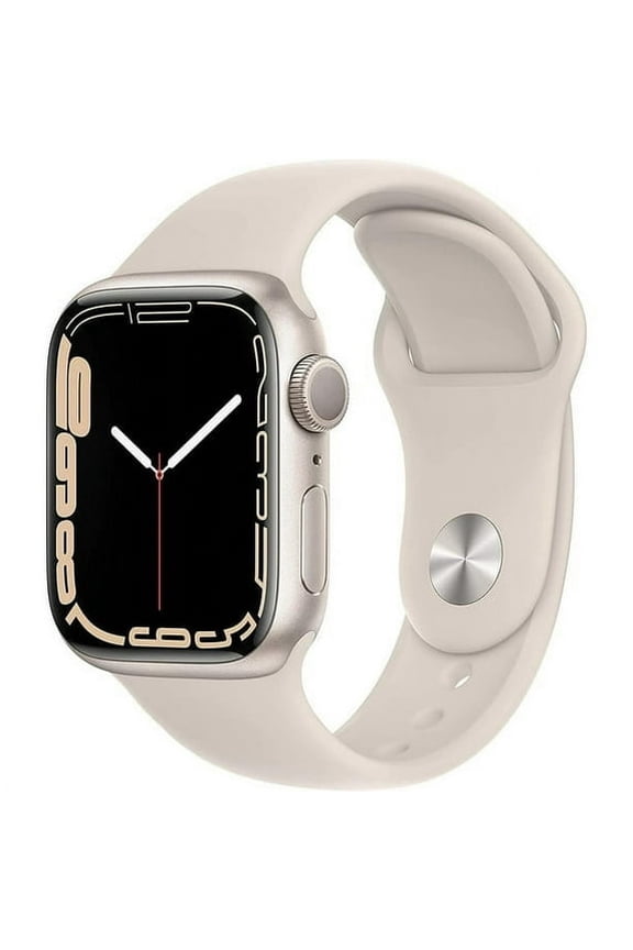 Pre-Owned Apple Watch Series 7 GPS 45mm with Starlight Aluminum Case and Starlight Sport Band, 18 Hours Battery Life