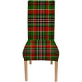 thumbnail image 2 of Red Green Plaid Christmas Chair Covers Set of 6,Green Red Check Square Pixelspandex Stretch Dining Room Chair Cover,Removable Washable Kitchen Parsons Chair Covers Seat Slipcovers, 2 of 6