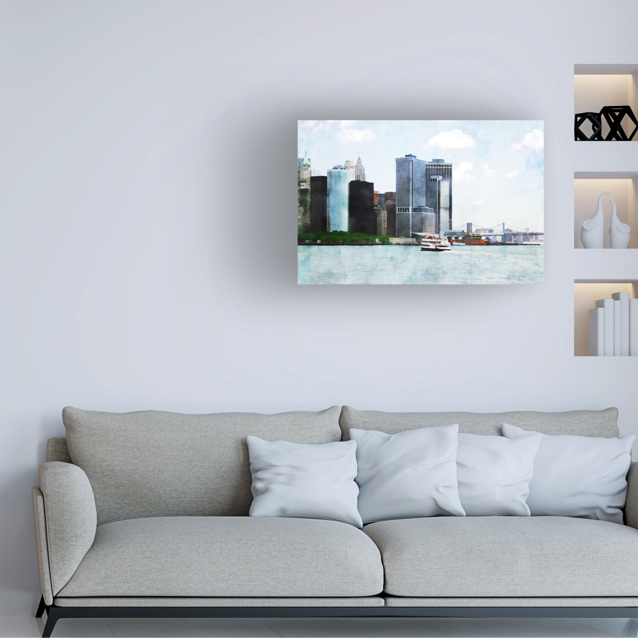 Canvas Wall Art - Jeff Pica 'NYC Battery Park' Wall Art for Living Room, Bedroom, or Office Décor by Trademark Fine Art - 19 x 12 Inches