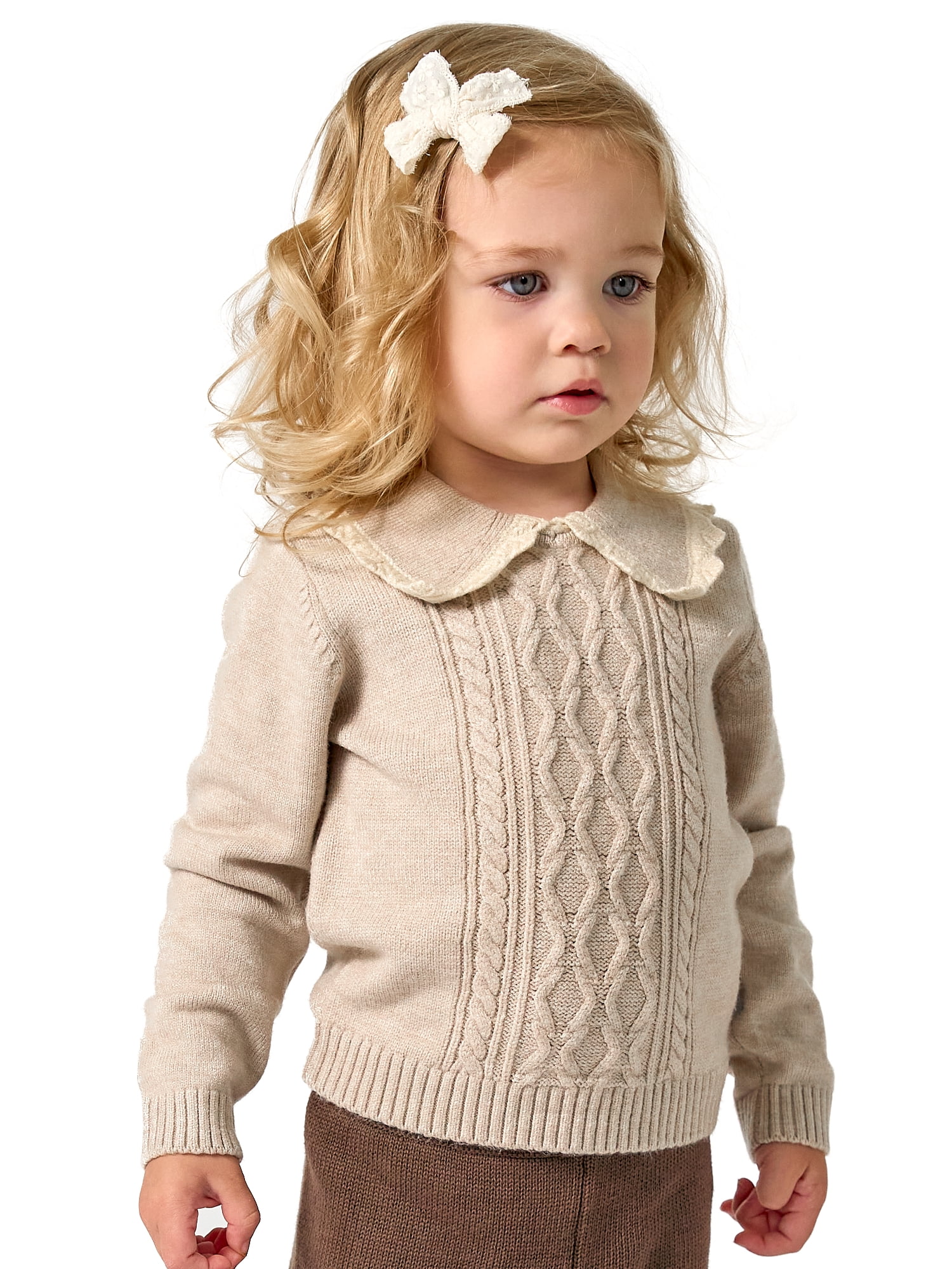 Modern Moments by Gerber Toddler Girl Sweater with Decorative Collar, Sizes 12 Months - 5T