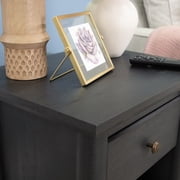 My Texas House Monroe 1-Drawer Nightstand with USB and Outlet, Black Oak Finish