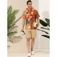 thumbnail image 3 of Unique Bargains Men's Floral Stripes Patchwork Button Down Summer Printed Shirts Yellow Green XXL, 3 of 6