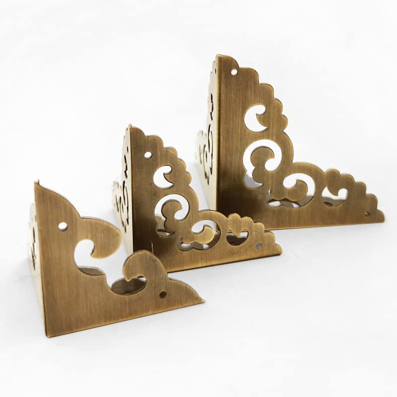 Antique Brass Corner Protectors Guards Bronze Wooden Box Corner Desk Edge Covers Decorative Corner Brackets for Furniture (4,80mm)