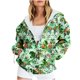 thumbnail image 1 of Puntoco Chaqueta Con Capucha Y Manga Larga Con Cremallera Y Estampado Navideño Informal Para Mujer, 1 of 6