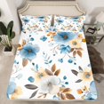thumbnail image 2 of Manfei Vintage Rustic Flower Full Size Sheets,Brown Leaf Bed Sheets,White Blue Floral Sheet Sets For Girls,Luxury Bedroom Decor,4-Piece, 2 of 7